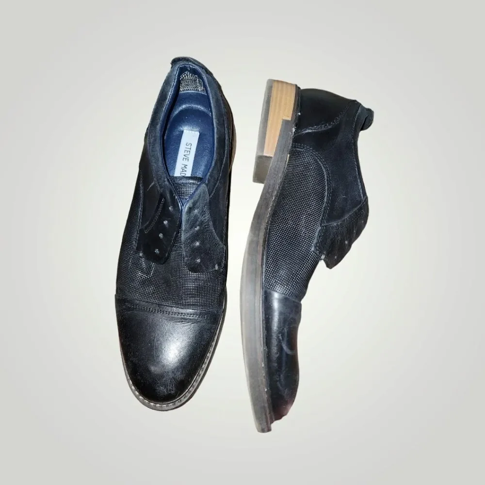 STEVE MADDEN MENS EDDISON LEATHER EMBOSSED CAP TOE OXFORDS SHOES Edd01m1